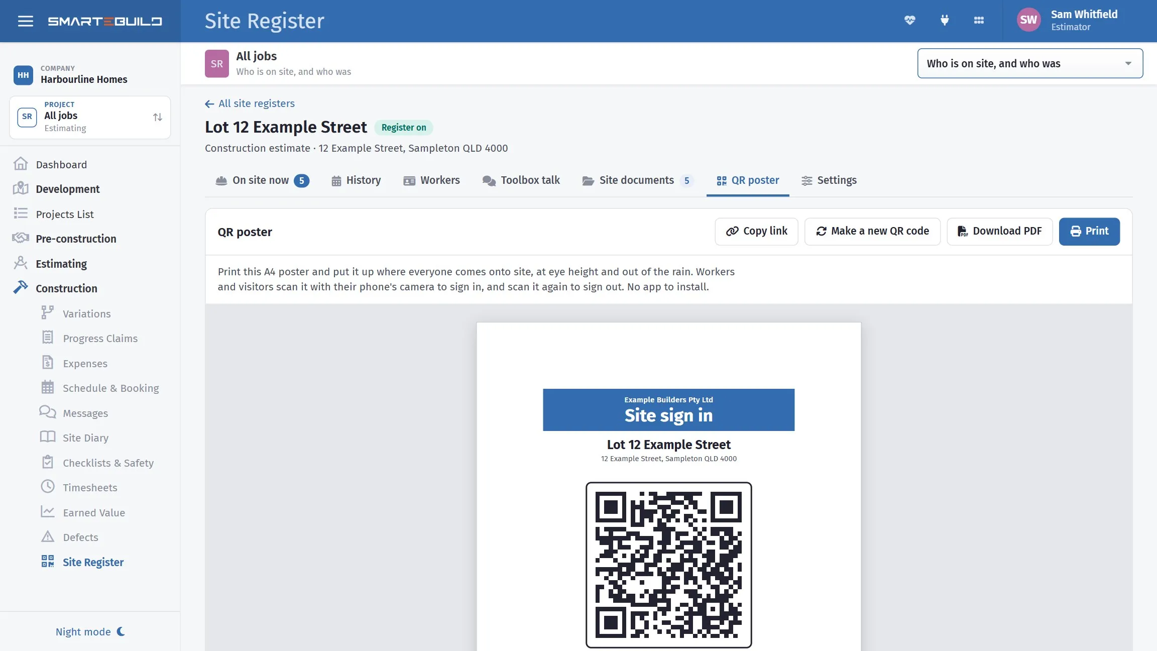 The QR poster tab, ready to print